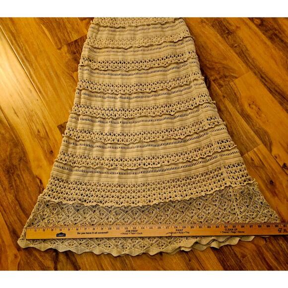 MODA International Sm‎ Y2K Oatmeal Crochet Allover Maxi Dress. Rare find. Hippie - Picture 9 of 15